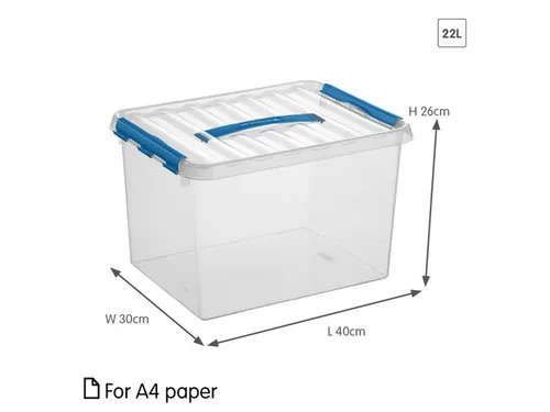 Q-line opbergbox 22L transparant blauw - 40x30x26cm