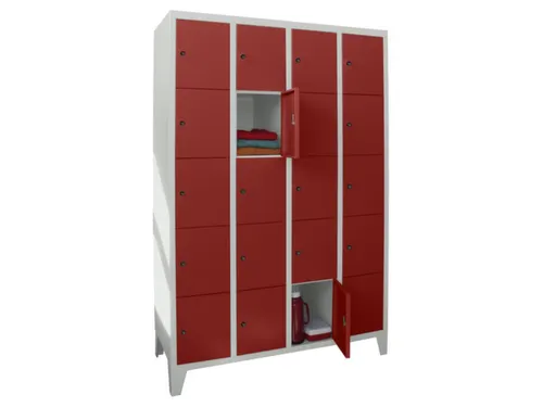 lockerkast,HxBxD 1850x1200x500mm,4x5vakken,RAL7035,front RAL3000