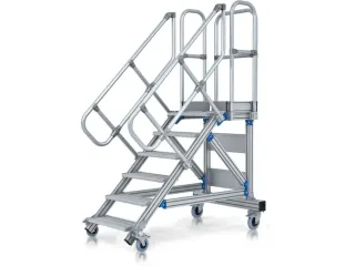 bordestrap,verrijdbaar,bordes H 3,25m,13treden,60° helling,aluminium - 3