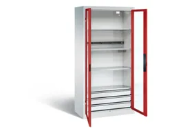 acculaadkast 1950x930x500mm 5stekkerdozen 230V cil.-slot front RAL3000