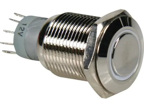 Ronde Metalen Drukknop Spdt 1NO 1NC - Witte Ring
