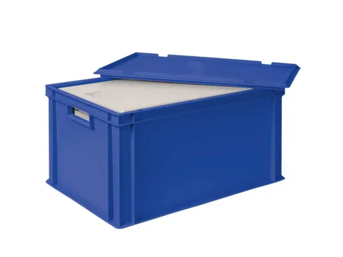 Euronorm-stapelbak,m. isoleerbox,HxLxB 320x600x400mm,65/35l,PP,blauw