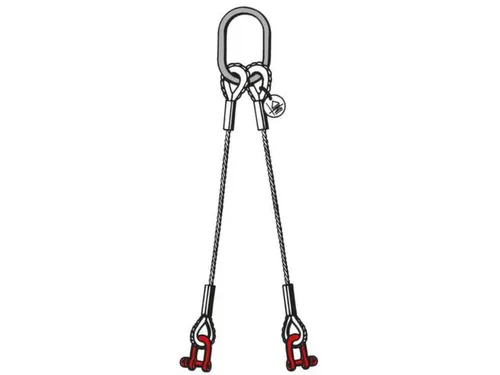 Staaldraadstroppen 2strengen 0.95t 0-45° Kabel Ø 8mm Harpsluiting