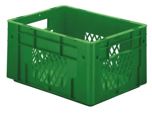 Euronorm Stapelkrat Groen 210x400x300mm 17.5l Opengewerkt/Bodem Gesl.