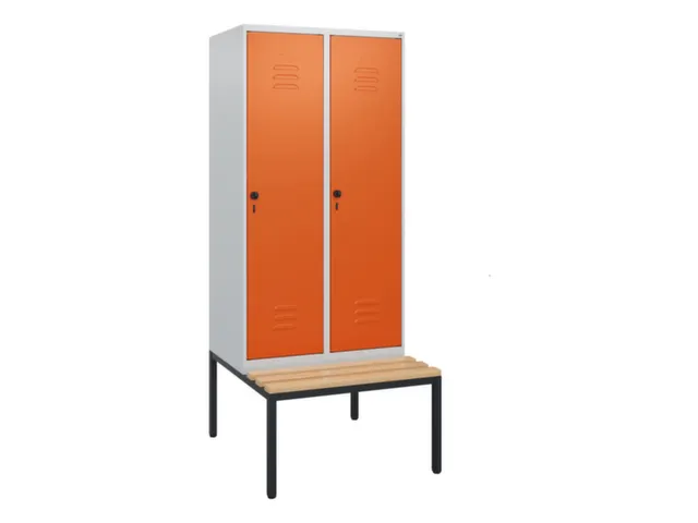 locker met bank,HxBxD 1950x800x815mm,2vak,vak B 400mm,draaigrendel
