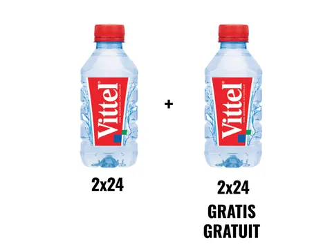 Actie Vittel: 2+2 GRATIS: Vittel water fles 33cl pak van 24 stuks