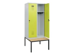 locker met bank,HxBxD 1950x800x815mm,2vak,vak B 400mm,draaigrendel
