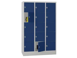 lockerkast,HxBxD 1850x1200x500mm,3x5vakken,RAL7035,front RAL5010 - 2