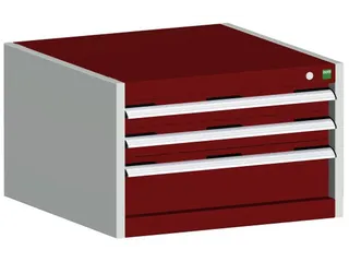 ladekast HxBxD 400x650x650mm 3laden RAL7035 front RAL3004 - 2