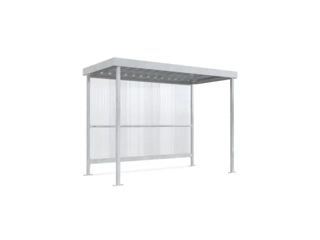rokersoverkapping,HxBxD 2360x2960x1580mm,wanden gegolfd polycarbonaat