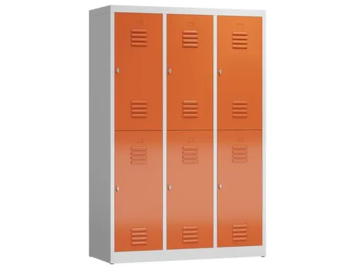 Dubbeldekse garderobekast 1800x1185x500mm 3x2vak 400mm RAL7035 RAL3000