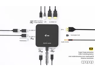 i-tec USB-C DP Dual HDMI Docking Station met Power Delivery 100W - 2
