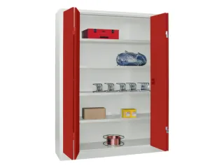 Ruime Vouwdeurkast 1950x1500x400mm 4legborden Ral7035 Front Ral3000 - 2