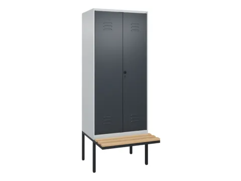 PBM-locker met bank,HxBxD 2120x800x815mm,2vak,vak B 400mm,draaigrendel