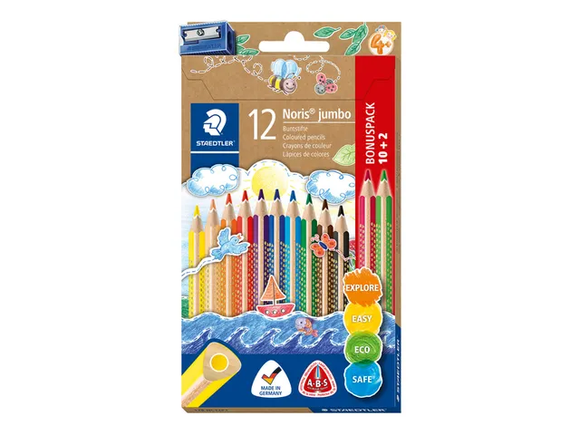 Kleurpotloden Staedtler Noris jumbo set à 10+2 kleuren gratis