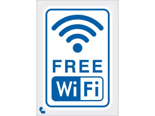 aanwijzingsbord,FREE WiFi,PVC,blauw/wit,om te verlijmen,HxB 213x150mm