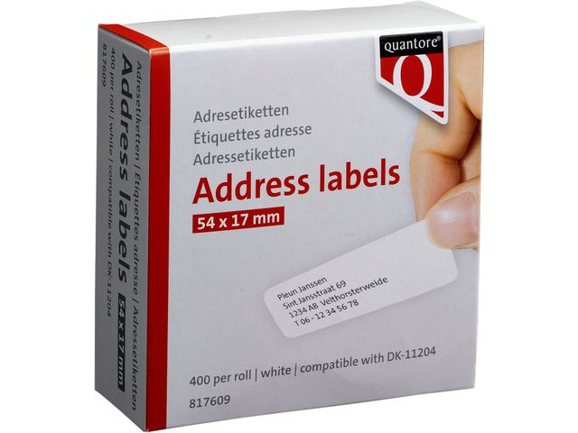 Labeletiket Quantore DK-11204 17x54mm wit | LabelprinterEtiketten.nl