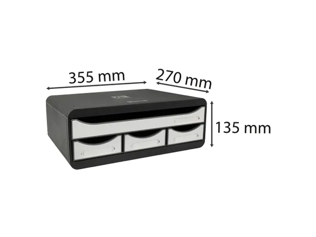 TOOLBOX MINI 4 lades zwart/wit glossy