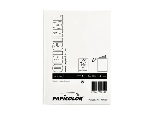 Correspondentiekaart Papicolor dubbel 105x148mm hagelwit pak à 6 stuk