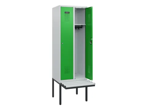 locker met bank,HxBxD 1950x600x815mm,2vak,vak B 300mm,cilinderslot