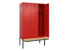 locker met bank,voor scheiding van kleding,HxBxD 2120x1200x815mm,3vak