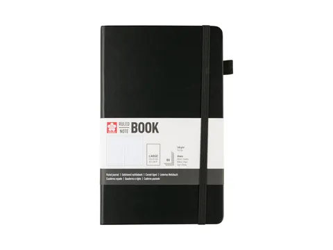 Notitieboek Sakura hard cover large lijn zwart 130x210mm