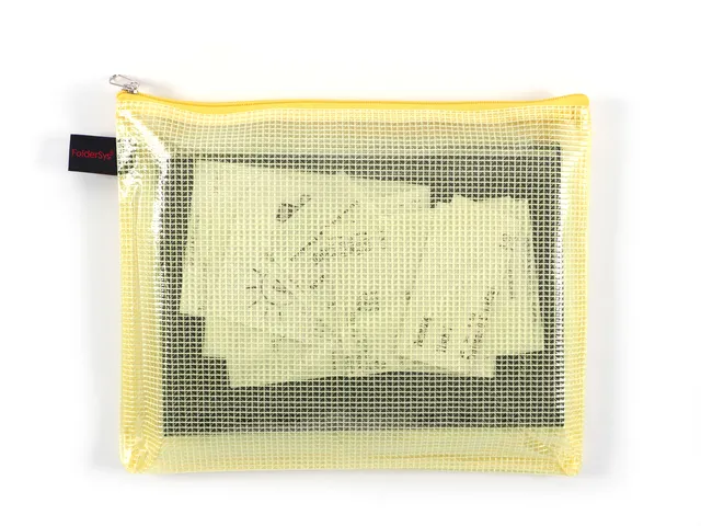 Trousse avec fermeture éclair Foldersys A5 PVC jaune transparent