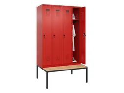 locker met bank,HxBxD 2120x1200x815mm,4vak,vak B 300mm,draaigrendel