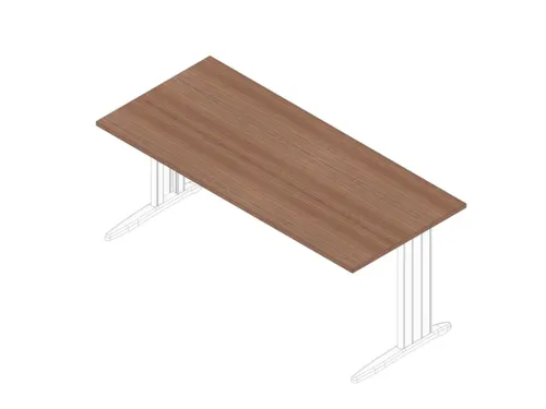 bureau,HxBxD 730x1800x800mm,blad canaletto-hout,C-voet wit