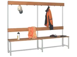 Omkleedbank Lxb 2000X400Mm Houten Latten Haken Enkelzijdig Lichtgrijs
