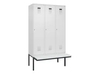 locker met bank,HxBxD 2120x1200x815mm,3vak,vak B 400mm,cilinderslot - 2