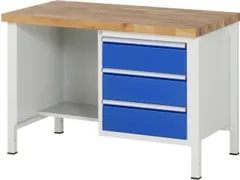 werkbank,HxBxD 840-1040x1250x700mm,beukblad,draagverm. 1250kg,4voeten