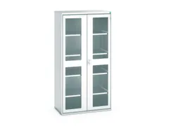 vitrinekast 2000x1050x550mm 4xStalen bodem romp RAL7035 front RAL7035