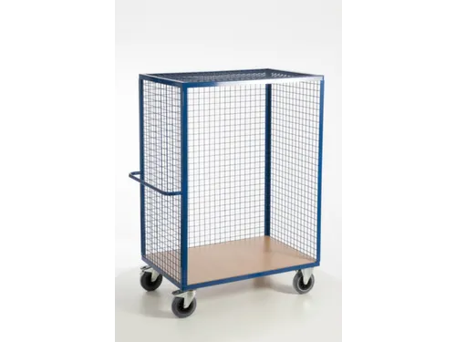 kastwagen,draagverm. 600kg,laadvl. LxB 980x700mm,houtplaat,3gaaswanden