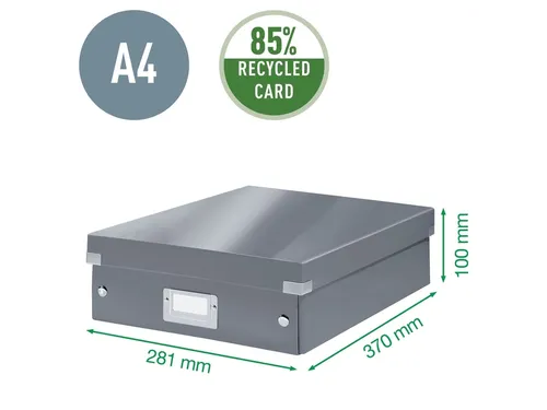 Sorteerbox WOW Click & Store 281x100x370mm zwart 85% gerecycled karton