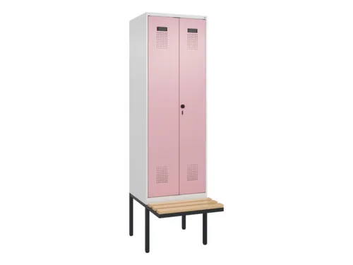 locker met bank,voor scheiding van kleding,HxBxD 2120x600x815mm,2vak
