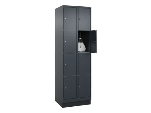 lockerkast,HxBxD 1950x600x500mm,2x4vakken,vak B 300mm,cil.-slot,sokkel