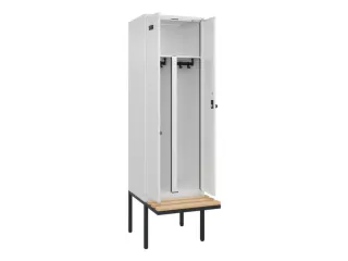 PBM-locker met bank,HxBxD 2120x600x815mm,2vak,vak B 300mm,draaigrendel - 1