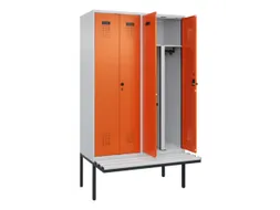 PBM-locker met bank,HxBxD 2120x1200x815mm,4vak,vak B 300mm