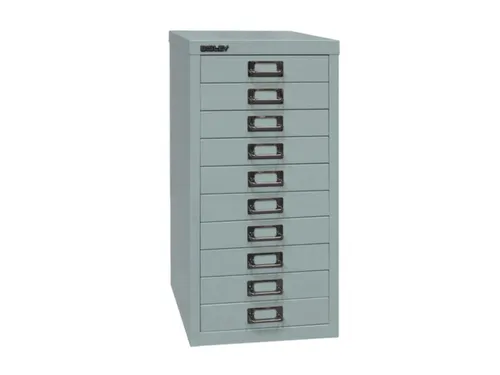 kantoor-ladekast HxBxD 590x278x380mm 10 laden romp zilverkleurig staal
