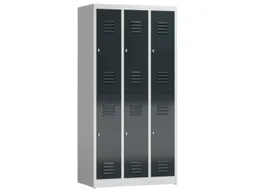 Dubbeldekse garderobekast 1800x870x500mm 3x2vak klink RAL7035 RAL7016