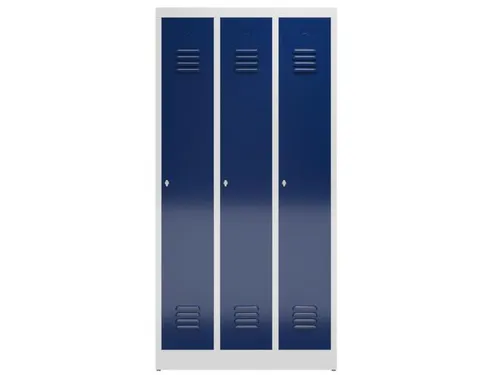 garderobekast 1800x870x500mm 3vak klink sokkel romp RAL7035 RAL5010