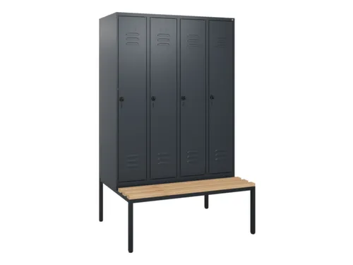 locker met bank,HxBxD 1950x1200x815mm,4vak,vak B 300mm,draaigrendel