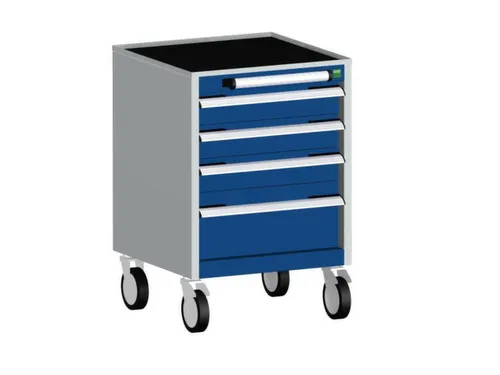 ladekast verrijdbaar 780x525x525mm 4laden RAL7035 front RAL5010
