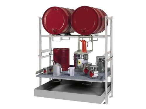 Complete Aanbieding Stapelframes 2x200l Opvangbak Rooster Verzinkt