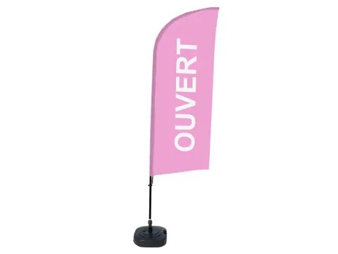 Promotievlag Alu Wind complete set "OUVERT" Roze