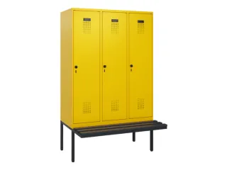 locker met bank,HxBxD 1950x1200x815mm,3vak,vak B 400mm,draaigrendel - 2