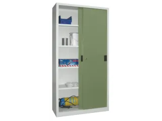 schuifdeurkast,HxBxD 1950x1000x600mm,RAL7035,front RAL6011 - 1