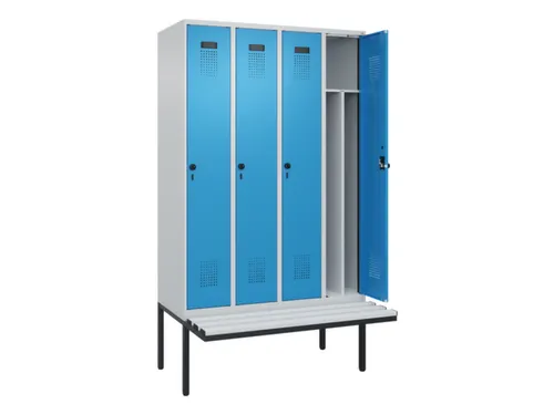 locker met bank,voor scheiding van kleding,HxBxD 2120x1200x815mm,4vak