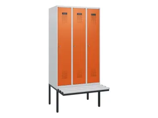 locker met bank,HxBxD 1950x900x815mm,3vak,vak B 300mm,cilinderslot - 2